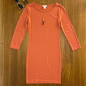 Forever 21 Coral Long Sleeve Mini Dress